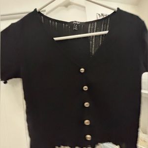 Papaya black cropped button up cardigan